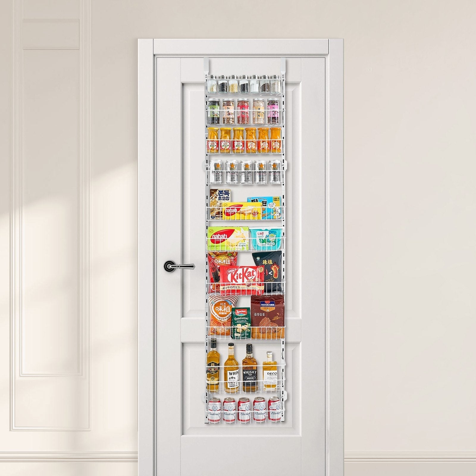 VEVOR 10-Tier Over the Door Pantry Organizer Hanging Storage Rack Adjustable