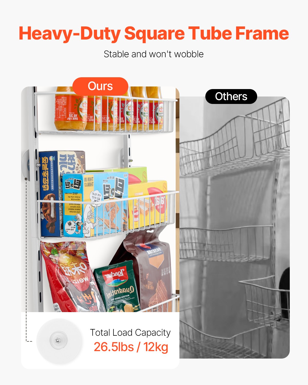 VEVOR 8-Tier Over the Door Pantry Organizer Hanging Storage Rack Adjustable