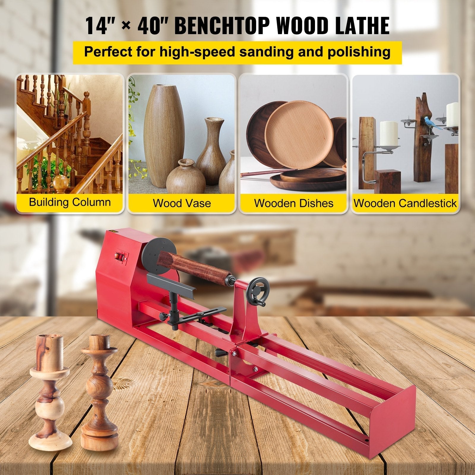 VEVOR Wood Lathe 14