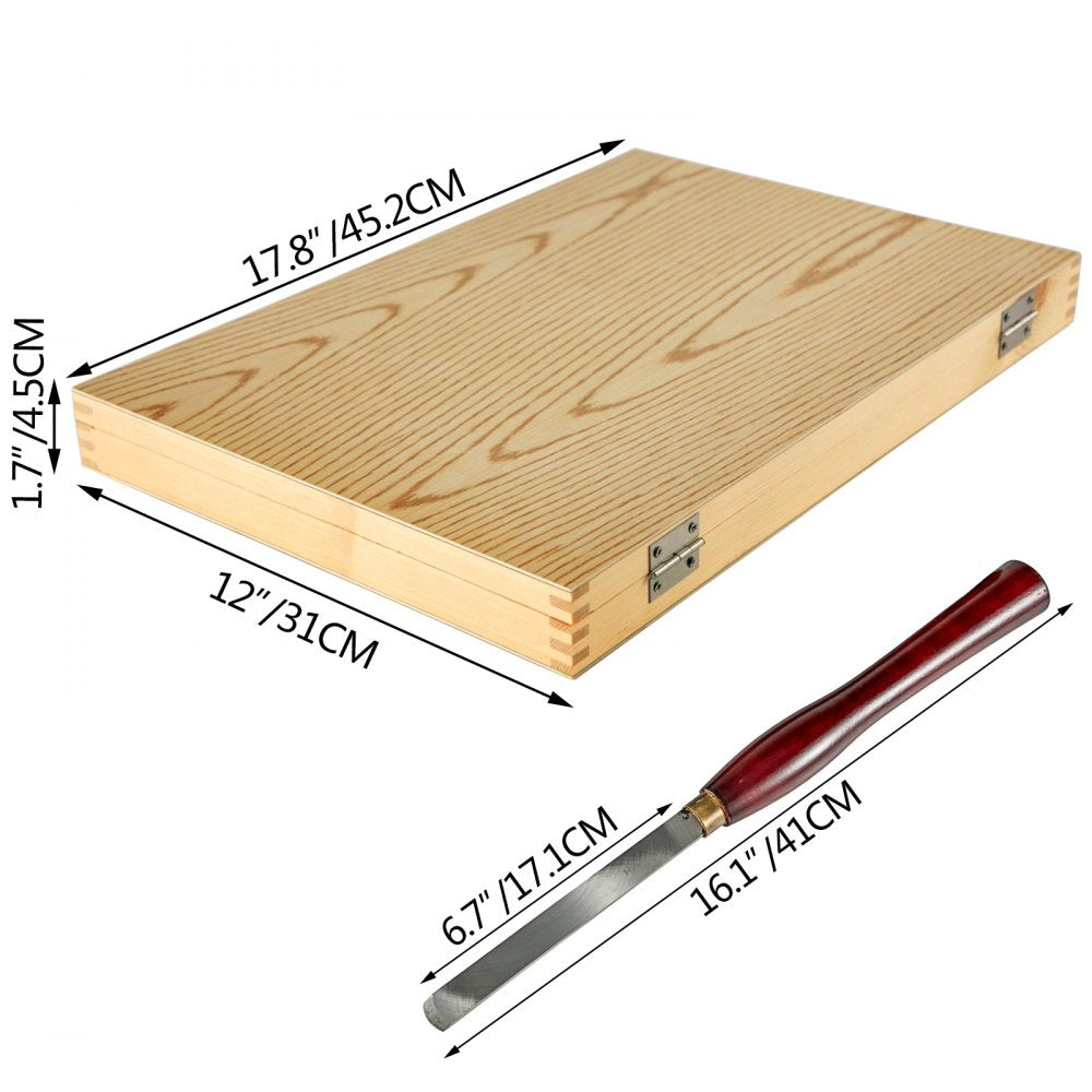 VEVOR Woodworking Lathe Chisel Set 8 Piece Set Lathe Chisel HSS Steel Blades Wood Turning Tools Wooden Case for Storage  for Wood Carving Root Carving Furniture Carving Lathes Red
