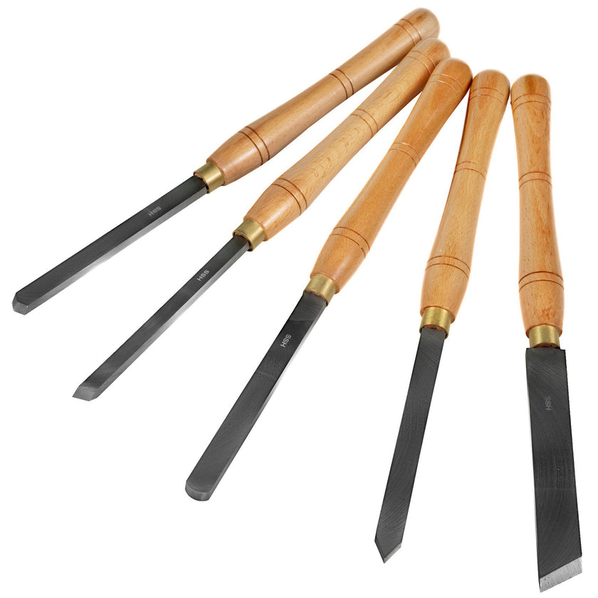 VEVOR Lathe Chisel 8 Piece Wood Lathe Chisel Cutting Carving HSS Steel Blades Wood Turning Tools Lathe Chisel Set  Wooden Case for Storage for Wood Turning Hardwood One Free Chisel
