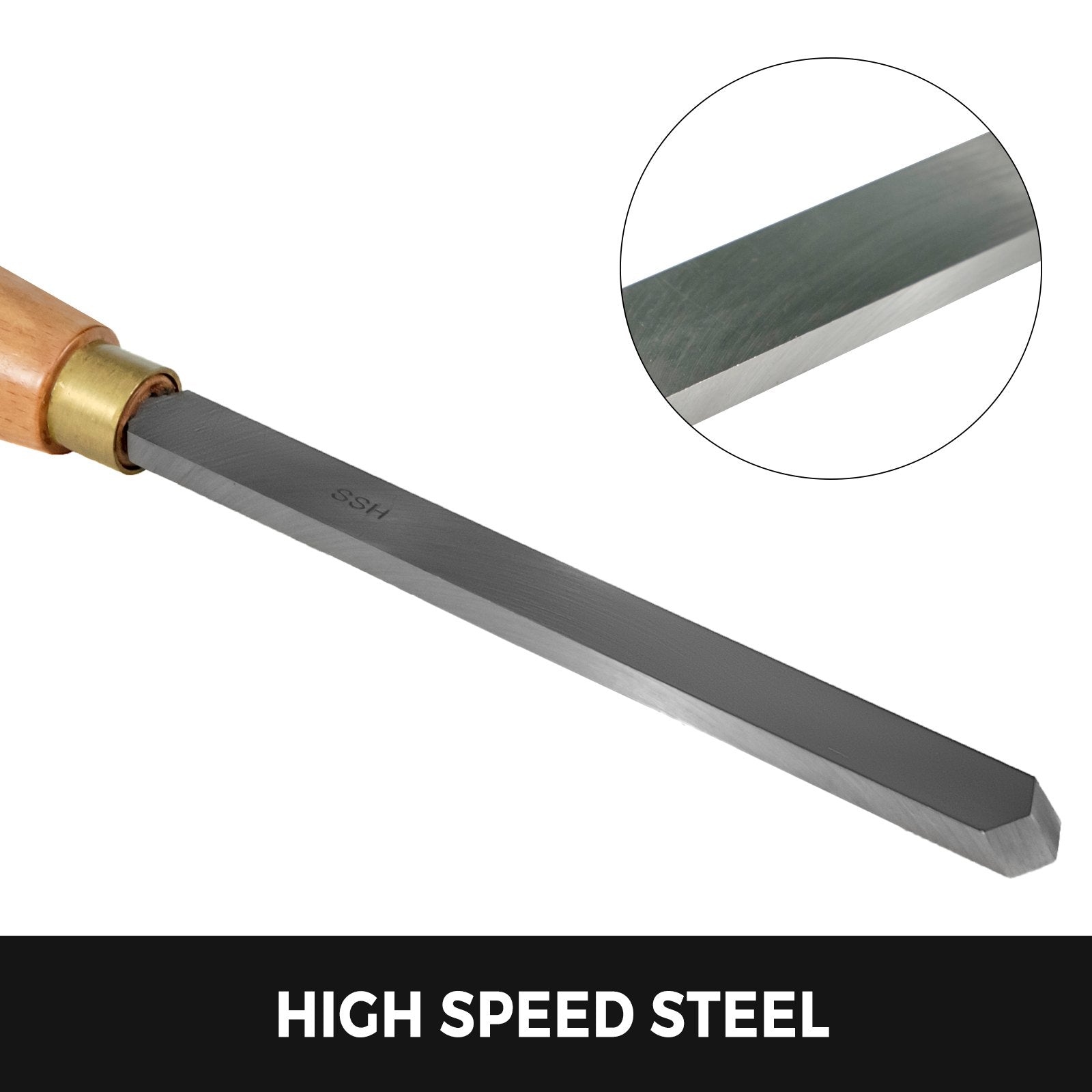 VEVOR Lathe Chisel 8 Piece Wood Lathe Chisel Cutting Carving HSS Steel Blades Wood Turning Tools Lathe Chisel Set  Wooden Case for Storage for Wood Turning Hardwood One Free Chisel