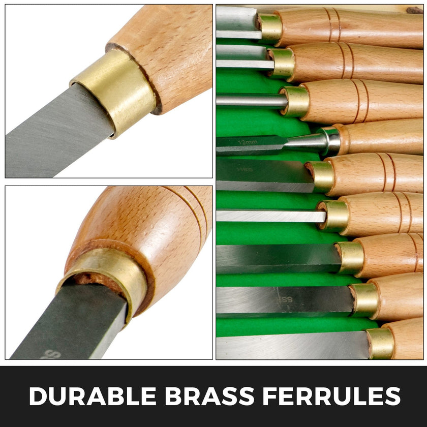 VEVOR Lathe Chisel 8 Piece Wood Lathe Chisel Cutting Carving HSS Steel Blades Wood Turning Tools Lathe Chisel Set  Wooden Case for Storage for Wood Turning Hardwood One Free Chisel