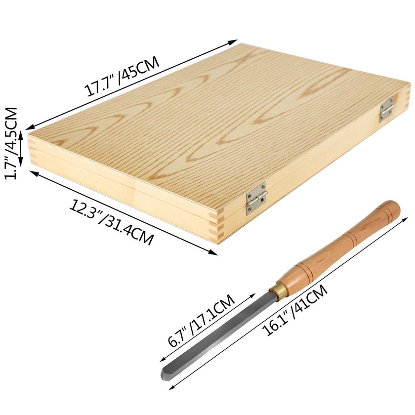 VEVOR Lathe Chisel 8 Piece Wood Lathe Chisel Cutting Carving HSS Steel Blades Wood Turning Tools Lathe Chisel Set  Wooden Case for Storage for Wood Turning Hardwood One Free Chisel