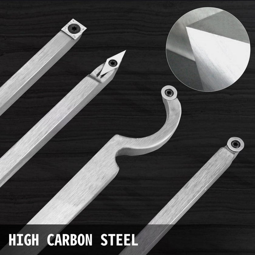 VEVOR Wood Turning Tools for Lathe 4 PCS Set, Carbide Lathe Tools with Diamond Shape, Round, Square Cutters, Turning Lathe Chisels with Comfortable Grip Handles Lathe Tools for Craft DIY Hobbyists