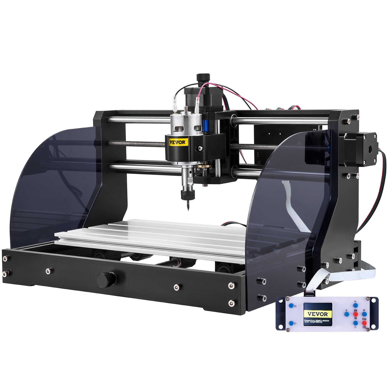 VEVOR CNC Router Machine 3018 CNC 3018-PRO 3 Axis PCB Milling Machine Wood Router Engraver GRBL Control DIY Engraving CNC Machine with Offline Controller and ER11 and 5mm Extension Rod(300x180x45mm)