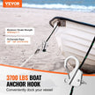 VEVOR Boat Anchor Hook, 304 Stainless Steel Slide Anchor, Knotless Anchor System with Quick Release, Boat Anchor Hook Clips for 3/8