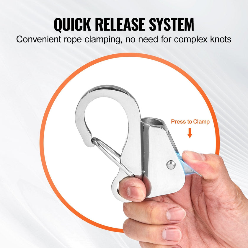 VEVOR Boat Anchor Hook, 304 Stainless Steel Slide Anchor, Knotless Anchor System with Quick Release, Boat Anchor Hook Clips for 3/8