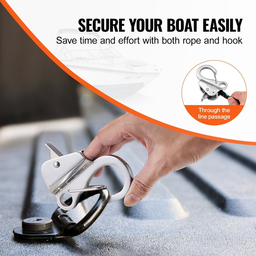VEVOR Boat Anchor Hook, 304 Stainless Steel Slide Anchor, Knotless Anchor System with Quick Release, Boat Anchor Hook Clips for 3/8