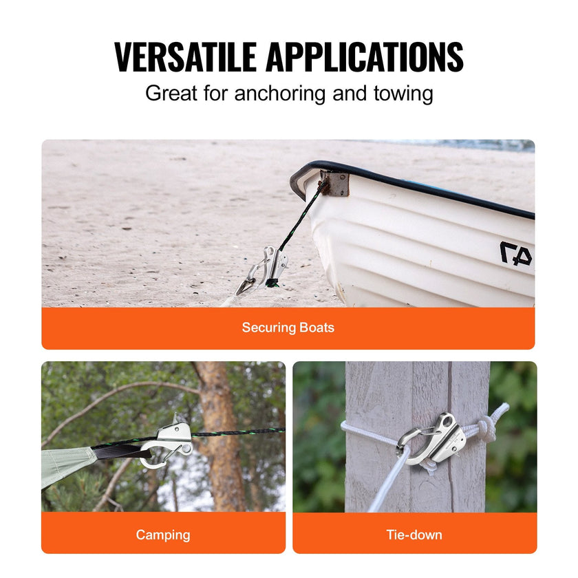 VEVOR Boat Anchor Hook, 304 Stainless Steel Slide Anchor, Knotless Anchor System with Quick Release, Boat Anchor Hook Clips for 3/8