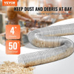 VEVOR 4'' x 50' Dust Collection Hose Thickened PVC Flexible Clear Hose