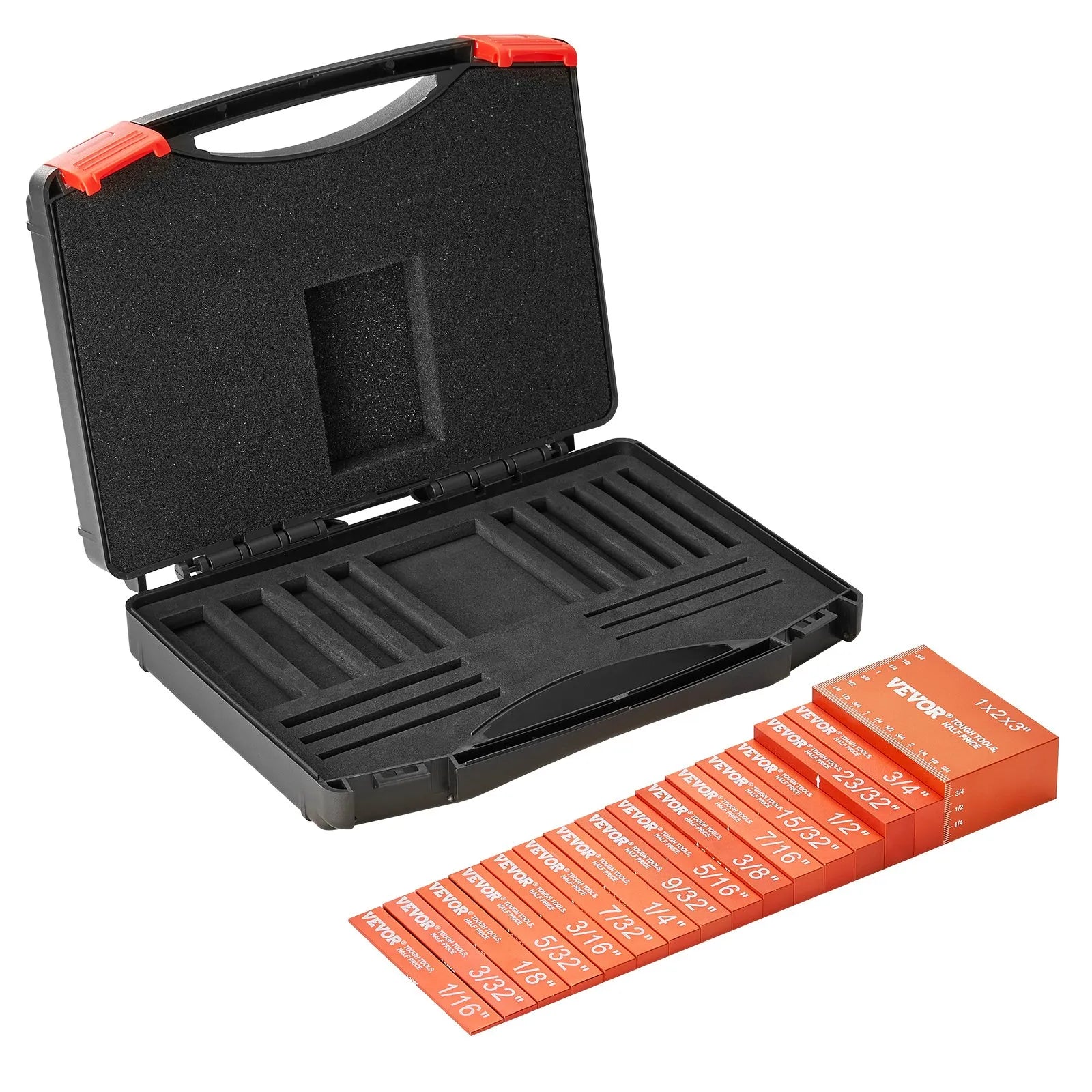 VEVOR Setup Blocks Woodworking Tools, 16-Piece, Precision Height Gauge Block Set, with Clearly Laser Engraved Size Markings and Storage Case, Aluminum Setup Bars for Router and Table Saw Accessories