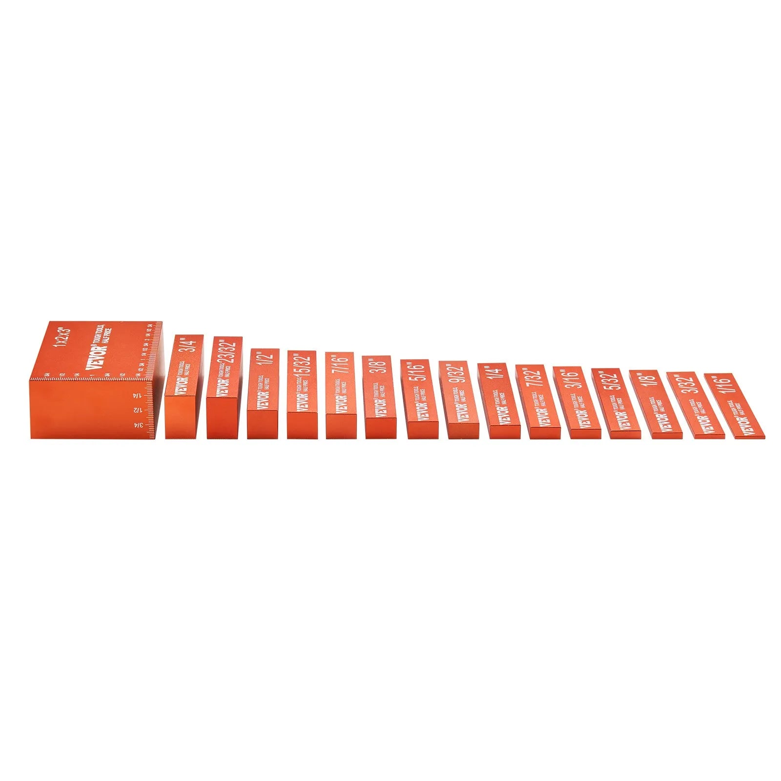 VEVOR Setup Blocks Woodworking Tools, 16-Piece, Precision Height Gauge Block Set, with Clearly Laser Engraved Size Markings and Storage Case, Aluminum Setup Bars for Router and Table Saw Accessories