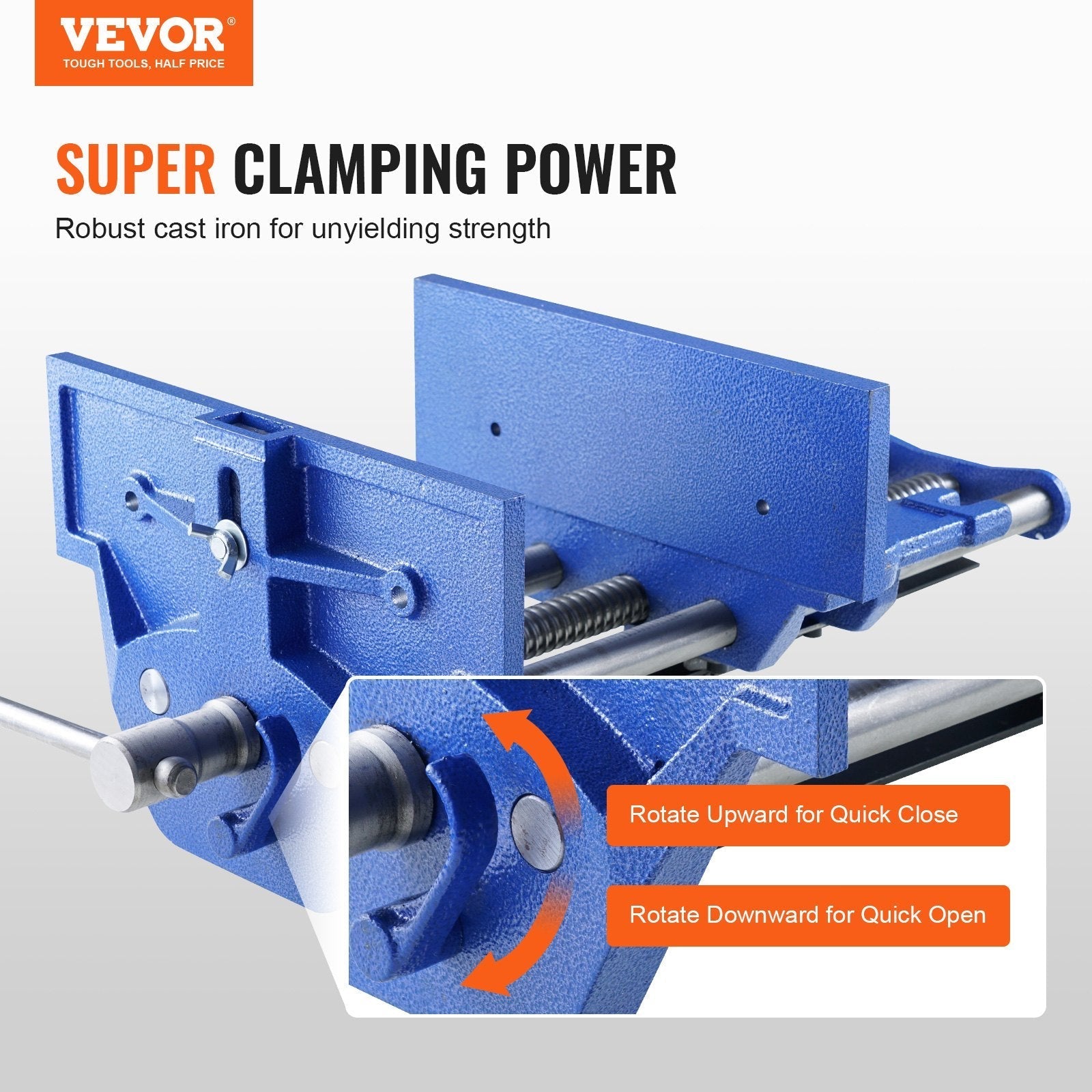 VEVOR Woodworking Vise, 13 inch Woodworking Bench Vise, Heavy-duty Cast Iron Vice for Workbench 10.6