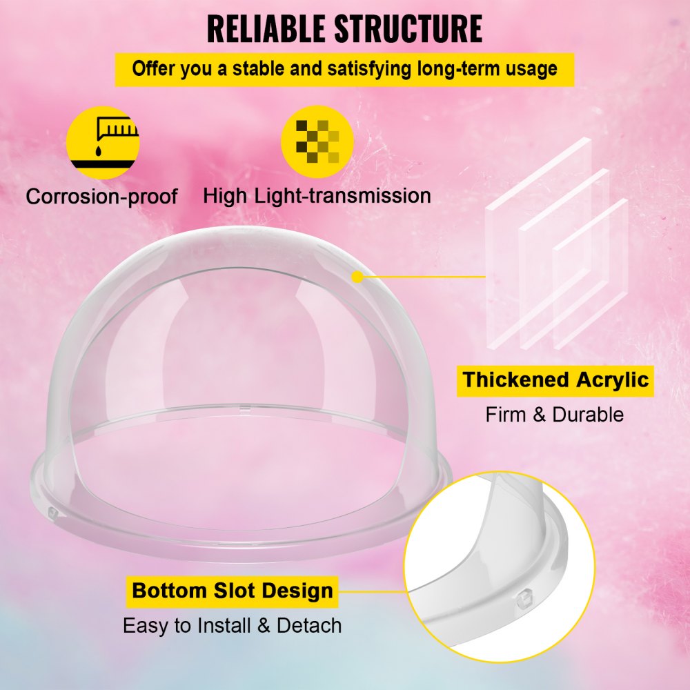 VEVOR 21 Inch Commercial Cotton Candy Machine Cover Bubble Shield Cotton Candy Cover for Cotton Candy Machine, Candy Floss Maker
