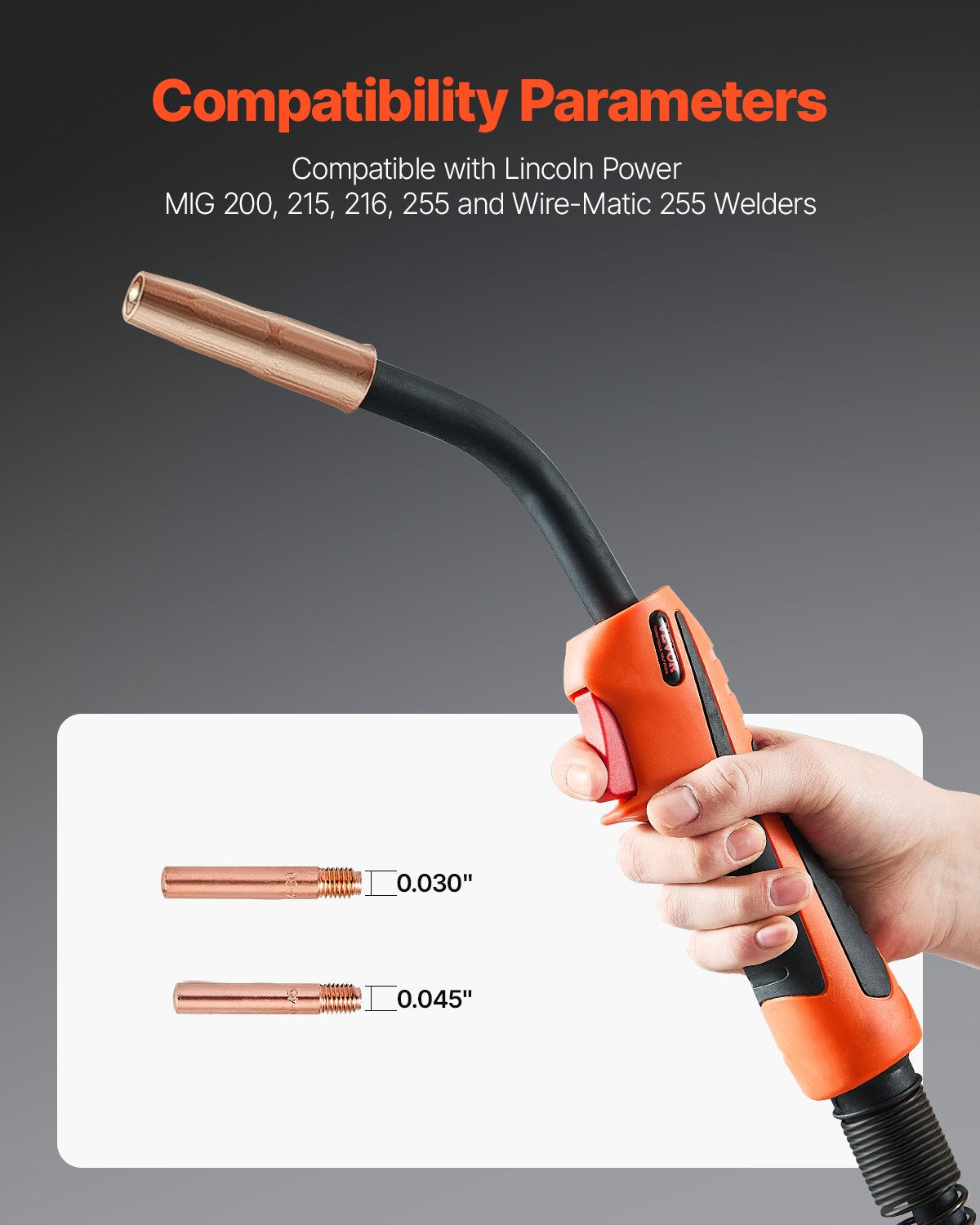 VEVOR 250Amp Mig Welding Gun with 15FT Cable for 0.035