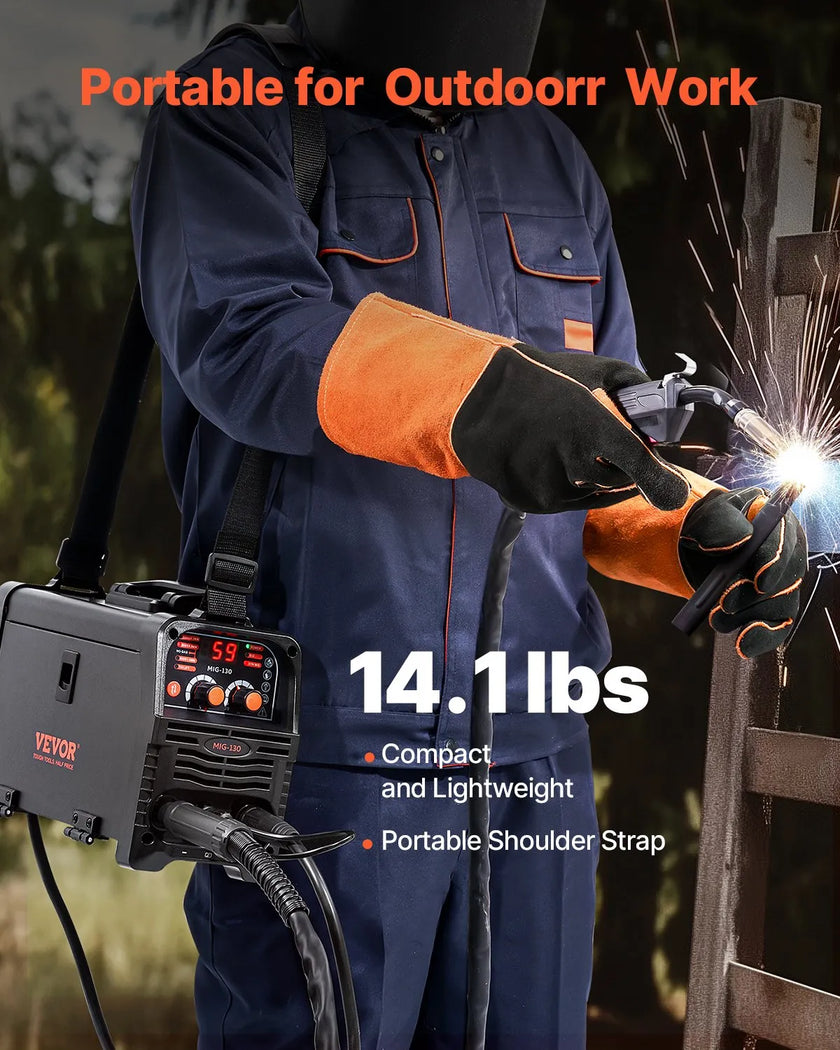 VEVOR MIG Welder 130Amp Mig Welding Machine 3-in-1 Flux Core MIG/Stick/Lift TIG