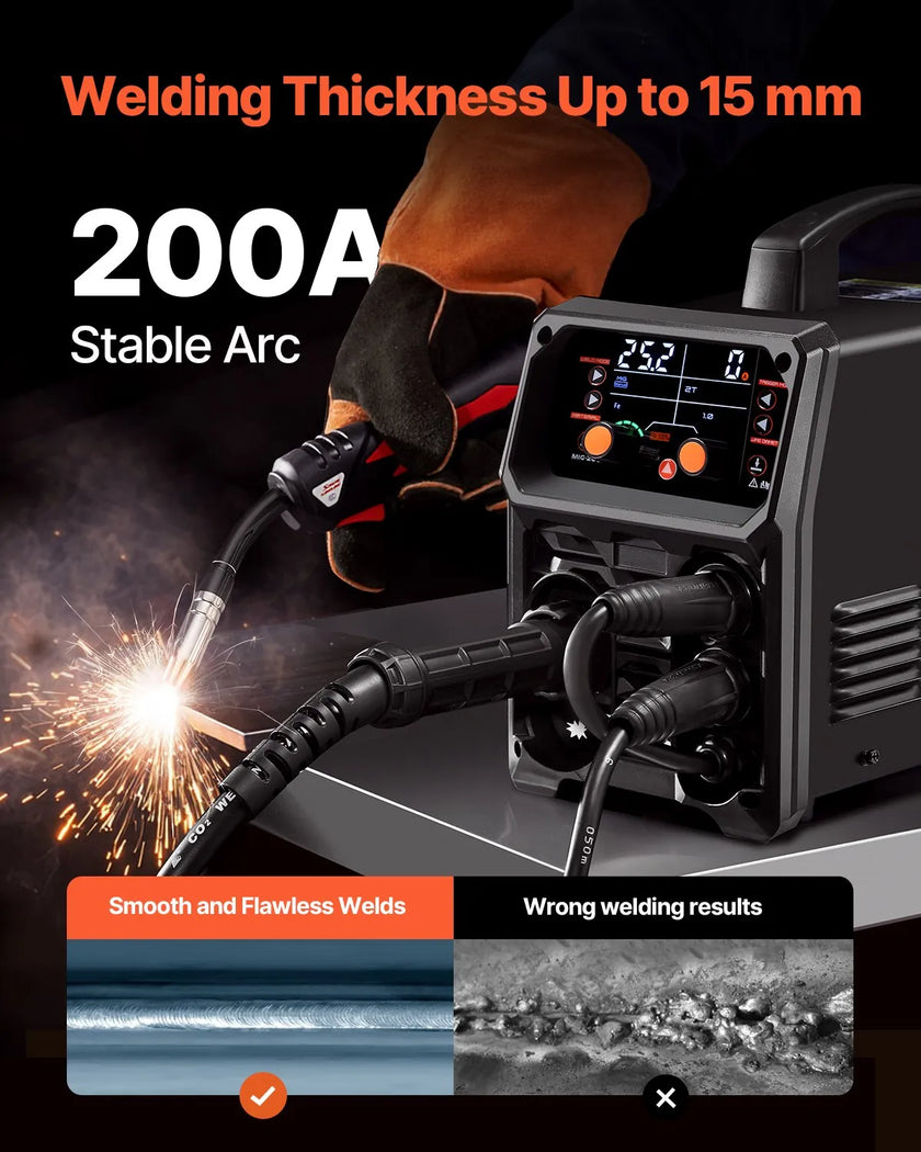 VEVOR MIG Welder 200A Welder Machine 4-in-1 Gas MIG/Flux Core MIG/Stick/Lift TIG