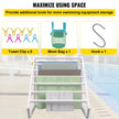 VEVOR Pool Towel Rack, 8 Bar, White, Freestanding Outdoor PVC Triangular Poolside Storage Organizer, Include 8 Towel Clips, Mesh Bag, Hook, Also Stores Floats and Paddles, for Beach, Swimming Pool