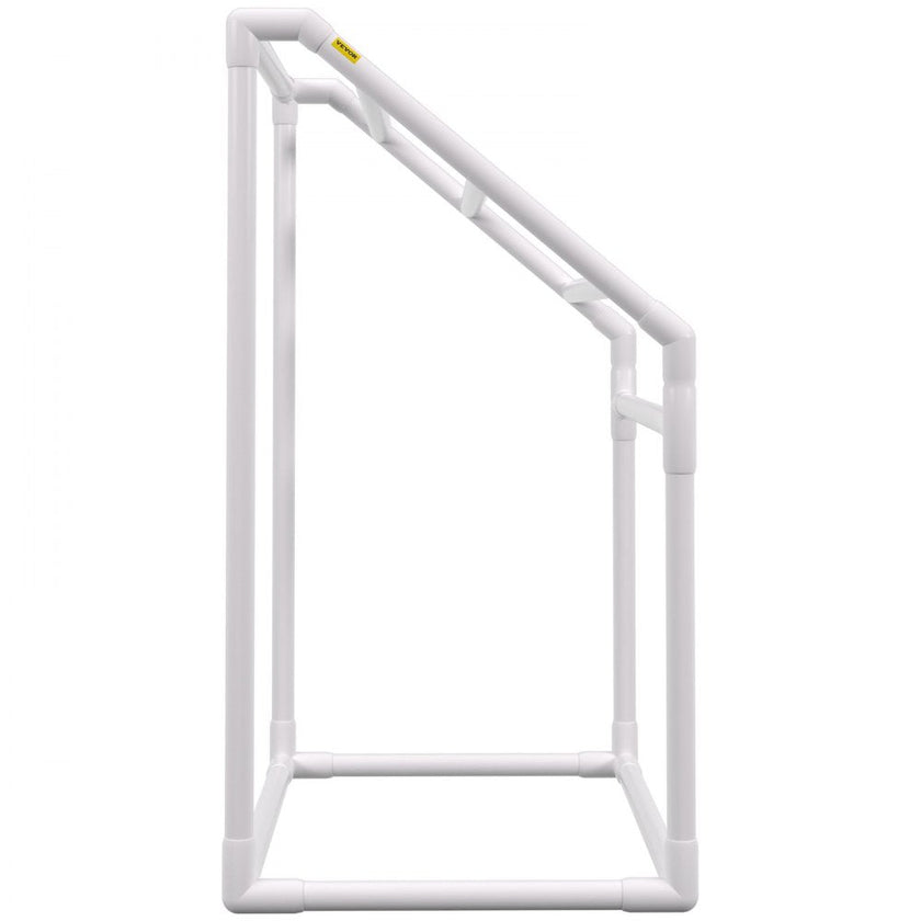 VEVOR Pool Towel Rack, 5 Bar, White, Freestanding Outdoor PVC Trapedozal Poolside Storage Organizer, Include 8 Towel Clips, Mesh Bag, Hook, Also Stores Floats and Paddles, for Beach, Swimming Pool