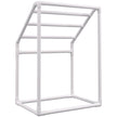 VEVOR Pool Towel Rack, 5 Bar, White, Freestanding Outdoor PVC Trapedozal Poolside Storage Organizer, Include 8 Towel Clips, Mesh Bag, Hook, Also Stores Floats and Paddles, for Beach, Swimming Pool