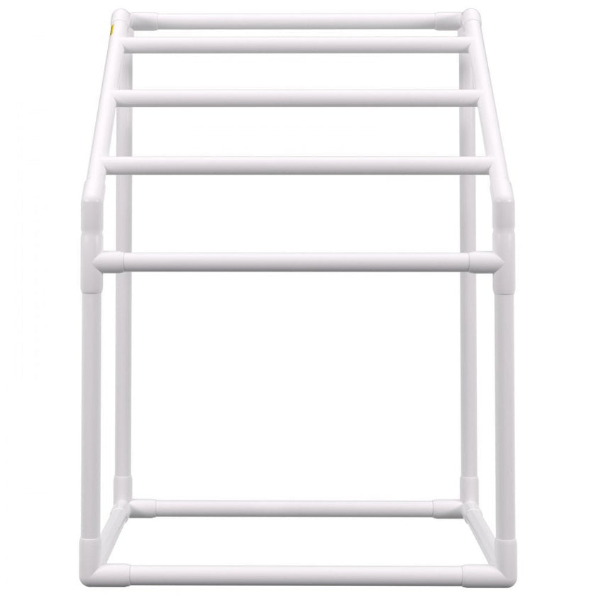 VEVOR Pool Towel Rack, 5 Bar, White, Freestanding Outdoor PVC Trapedozal Poolside Storage Organizer, Include 8 Towel Clips, Mesh Bag, Hook, Also Stores Floats and Paddles, for Beach, Swimming Pool