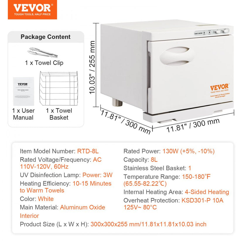 VEVOR Hot Towel Warmer, 8L Spa Hot Towel Warmer Cabinet, 2-in-1 Towel Warmer with Stainless Steel Rack, Holds up to 16 Towels, Quick All-round Heating for Facials, SPA, Massage, Salon, Bathroom,Beauty