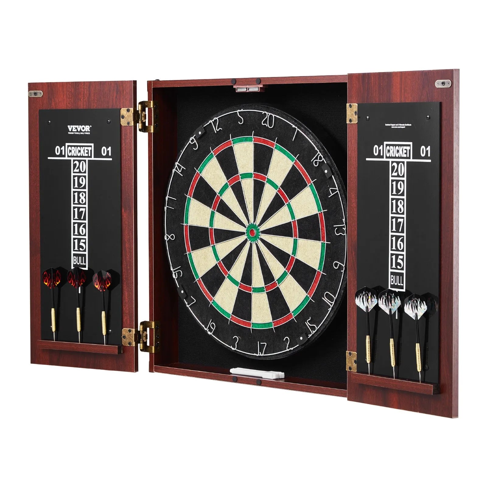 VEVOR Dartboard and Cabinet Set Official Size Complete Accessory Steel Tip Dart