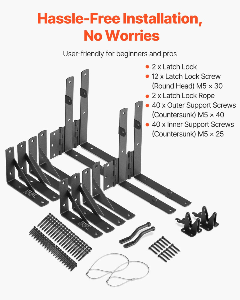 VEVOR Gate Corner Brace Bracket 2 Sets Anti Sag Gate Frame Hardware Kit Black