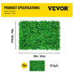 VEVOR Artificial Boxwood Panel UV 10pcs Boxwood Hedge Wall Panels Artificial Grass Backdrop Wall 24X16