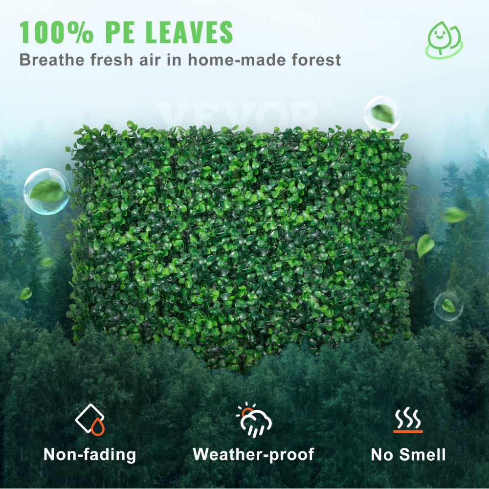 VEVOR Artificial Boxwood Panel UV 12pcs Boxwood Hedge Wall Panels Artificial Grass Backdrop Wall 20X20