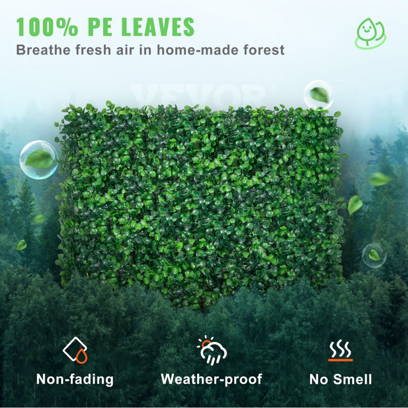 VEVOR Artificial Boxwood Panel UV 12pcs Boxwood Hedge Wall Panels Artificial Grass Backdrop Wall 20X20