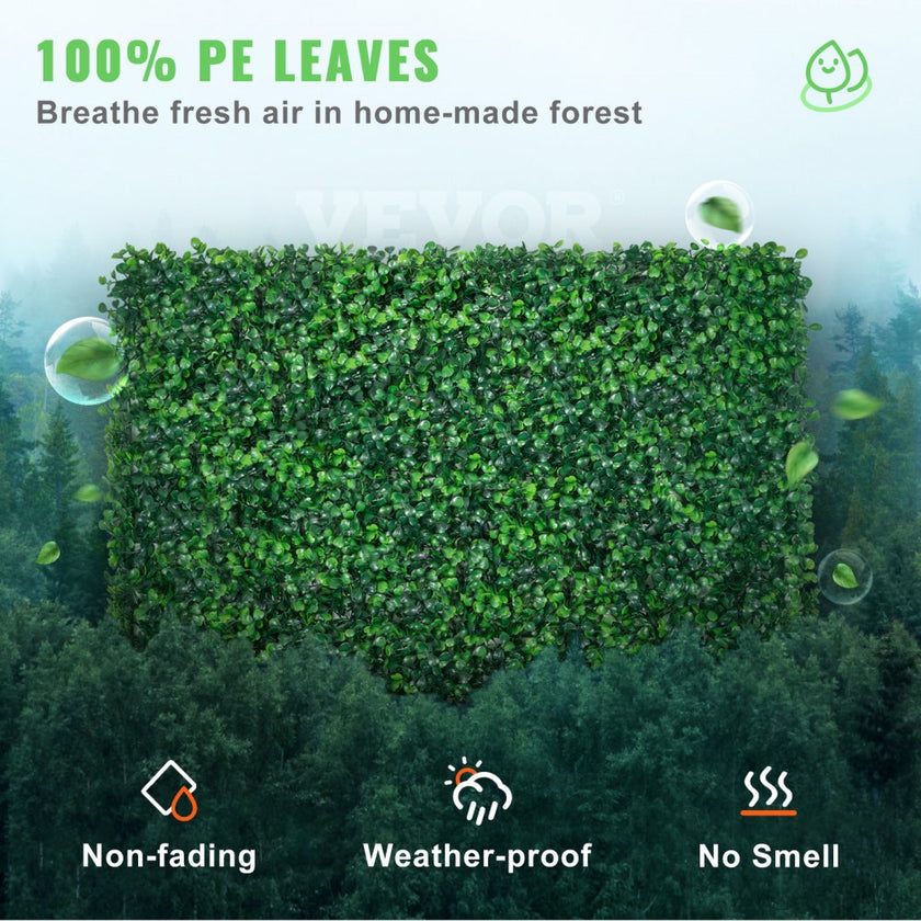 VEVOR 12pcs Artificial Boxwood Panel UV Boxwood Hedge Wall Panels Artificial Grass Backdrop Wall 24X16
