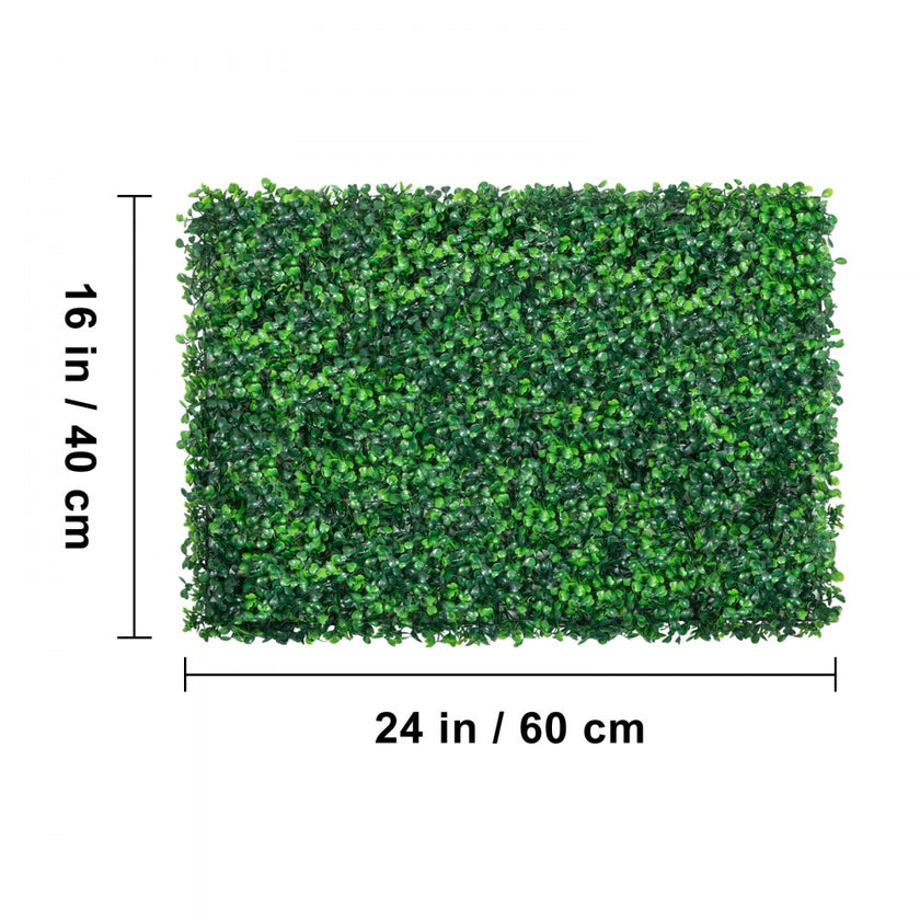 VEVOR 12pcs Artificial Boxwood Panel UV Boxwood Hedge Wall Panels Artificial Grass Backdrop Wall 24X16