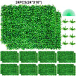VEVOR Artificial Boxwood Panel UV 24pcs Boxwood Hedge Wall Panels Artificial Grass Backdrop Wall 24