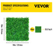 VEVOR Artificial Boxwood Panel UV 48pcs Boxwood Hedge Wall Panels Artificial Grass Backdrop Wall 10X10