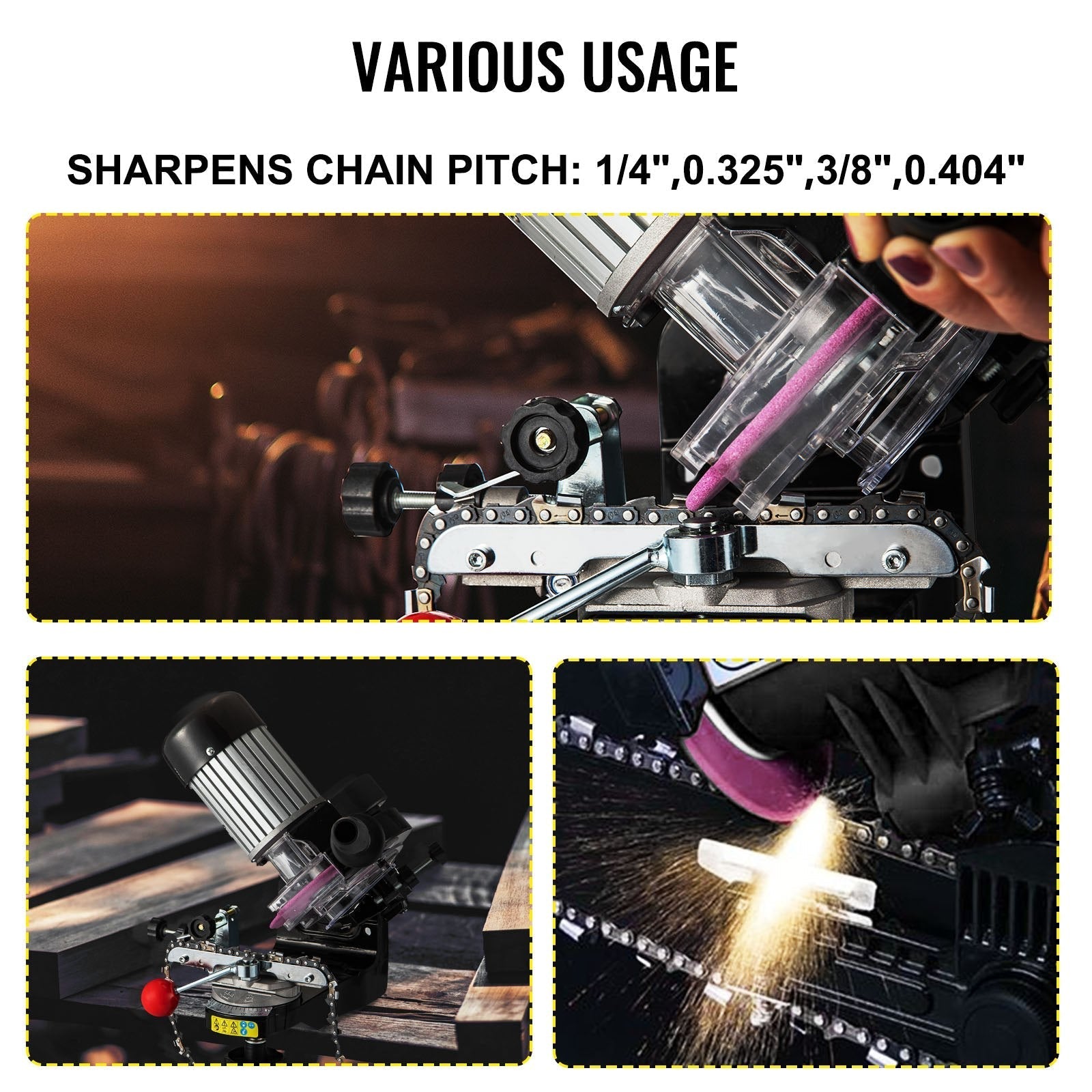 VEVOR Chainsaw Sharpener 230W, Professional Multi-Angle Adjustable Chain Grinder 3000RPM, Electric Chainsaw Blade Sharpener for 1/4\