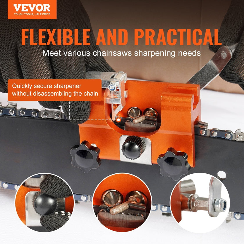 VEVOR Chainsaw Sharpener, Hand-Cranked Chain Saw Sharpening Jig Fit 4