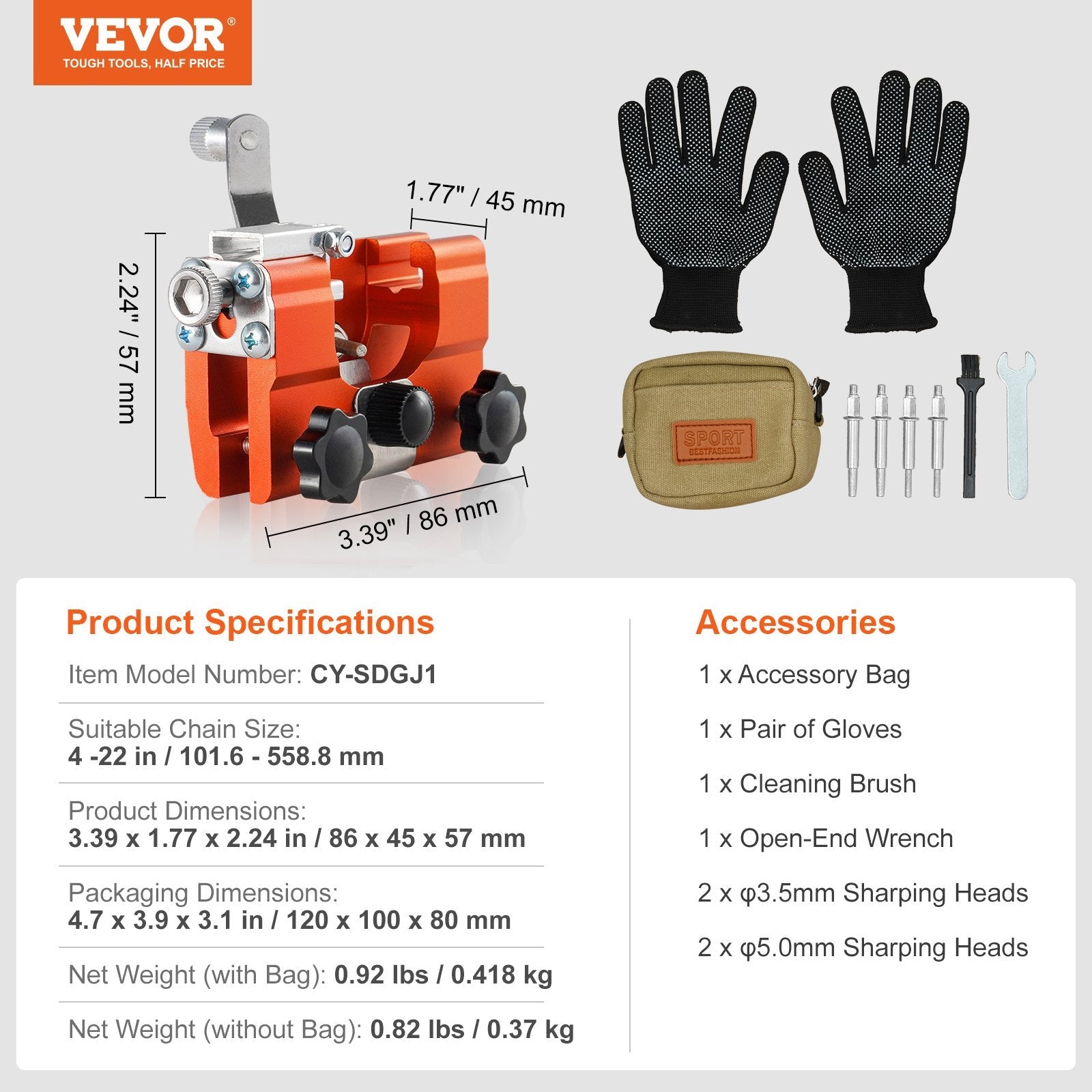 VEVOR Chainsaw Sharpener, Hand-Cranked Chain Saw Sharpening Jig Fit 4