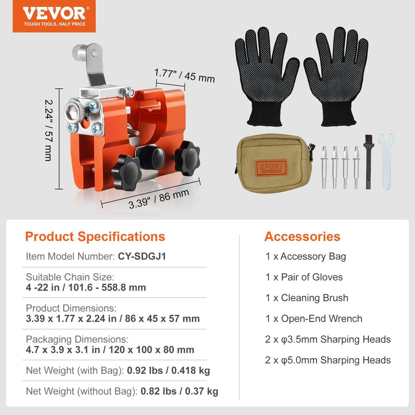 VEVOR Chainsaw Sharpener, Hand-Cranked Chain Saw Sharpening Jig Fit 4