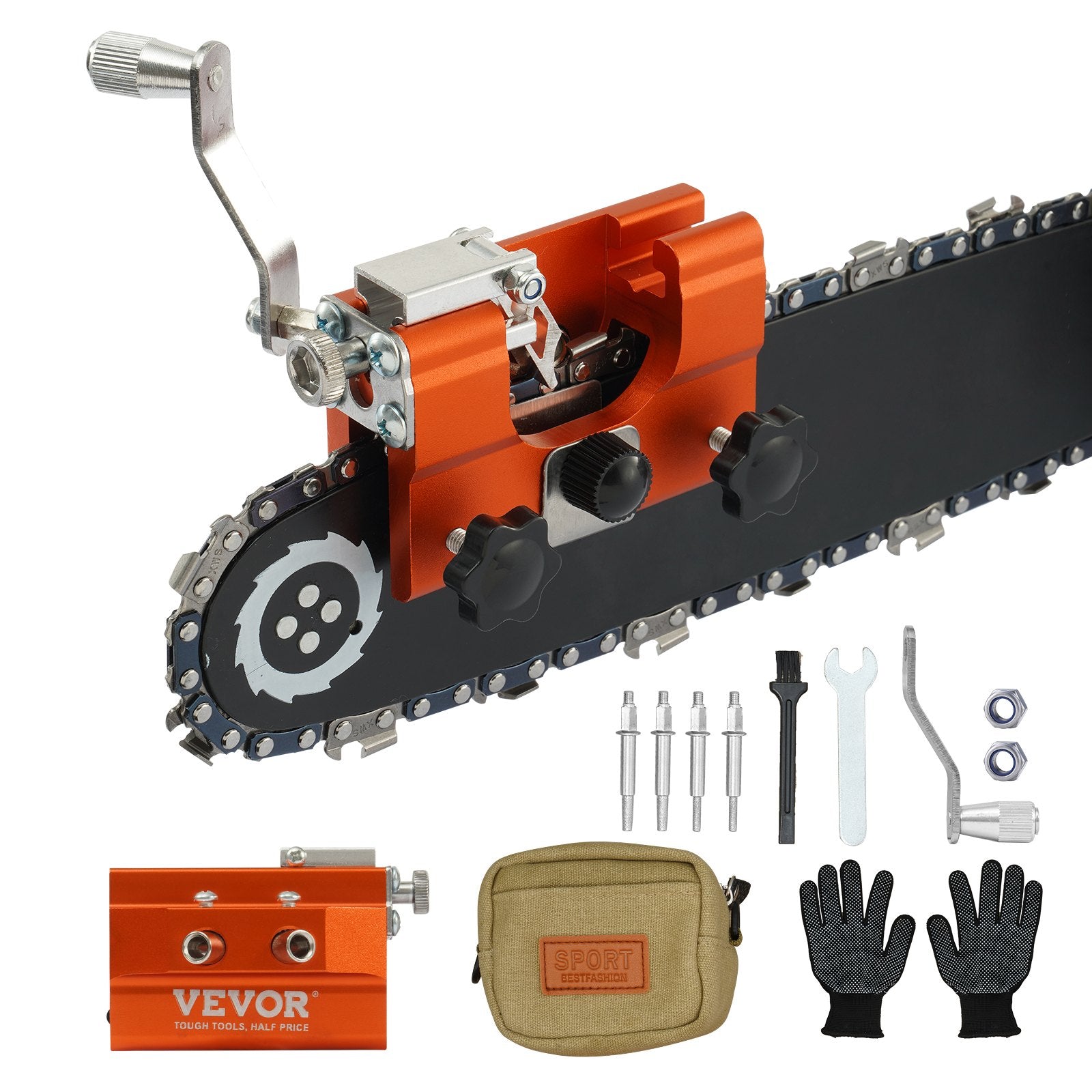 VEVOR Chainsaw Sharpener, Hand-Cranked Chain Saw Sharpening Jig Fit 4