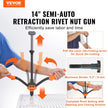 VEVOR Rivet Nut Tool, 14” Rivnut Tool Kit with 7 PCS Metric and SAE Mandrels, 70 PCS Assorted Rivet Nuts, 10-24, 1/4-20, M6, 5/16-18, M8, 3/8-16, M10, Rivet Nut Kit With Rugged Carrying Case