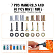 VEVOR Rivet Nut Tool, 14” Rivnut Tool Kit with 7 PCS Metric and SAE Mandrels, 70 PCS Assorted Rivet Nuts, 10-24, 1/4-20, M6, 5/16-18, M8, 3/8-16, M10, Rivet Nut Kit With Rugged Carrying Case