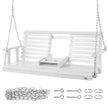 VEVOR Wooden Porch Swing 5 ft, Patio bench swing for Courtyard & Garden, Upgraded 880 lbs Strong Load Capacity, Heavy Duty Swing Chair Bench with Hanging Chains for Outdoors, White