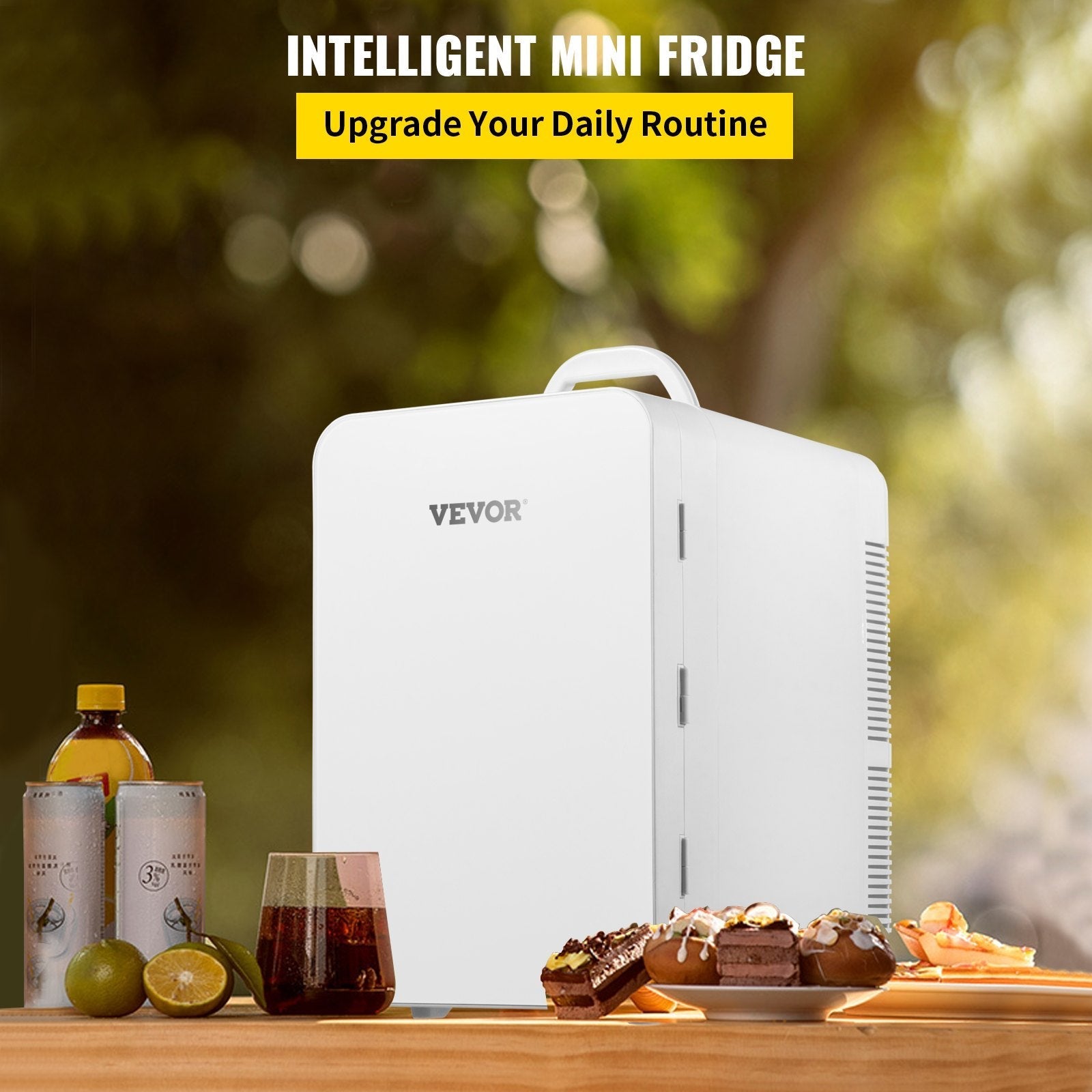 VEVOR Mini Fridge, 15 Liter Portable Cooler Warmer, Skincare Fridge White, Compact Refrigerator, Lightweight Beauty Fridge, for Bedroom Office Car Boat Dorm Skincare (110V/12V)