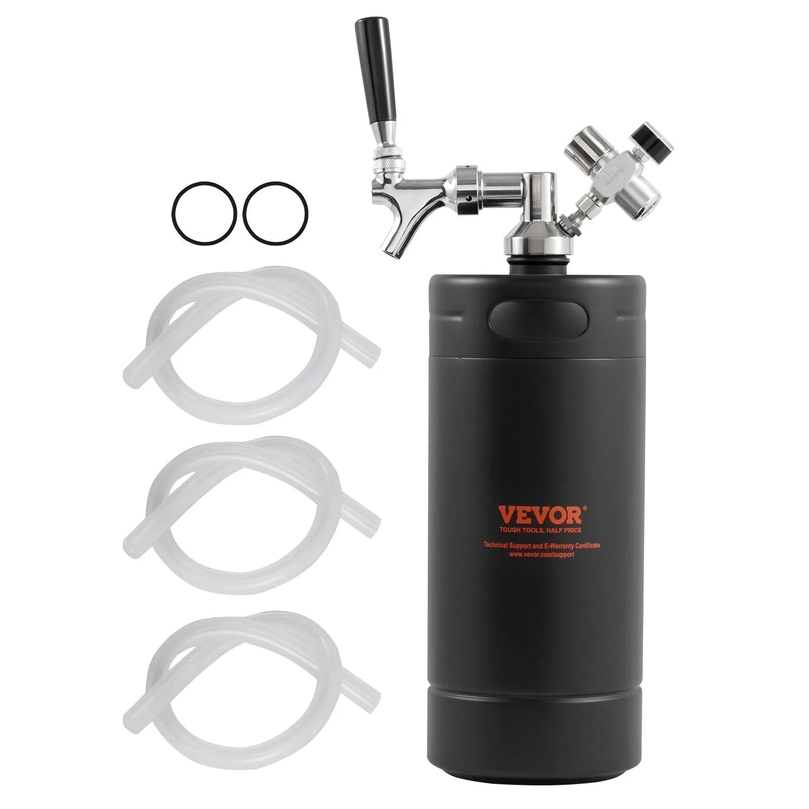 VEVOR Beer Growler Tap System, 128Oz 4L Mini Keg, 304 Stainless Steel Pressurized Beer Growler, Keg Growler with Pressure Display, CO2 Regulator Faucet, Leak-Proof Ring For Draft, Homebrew, Craft Beer