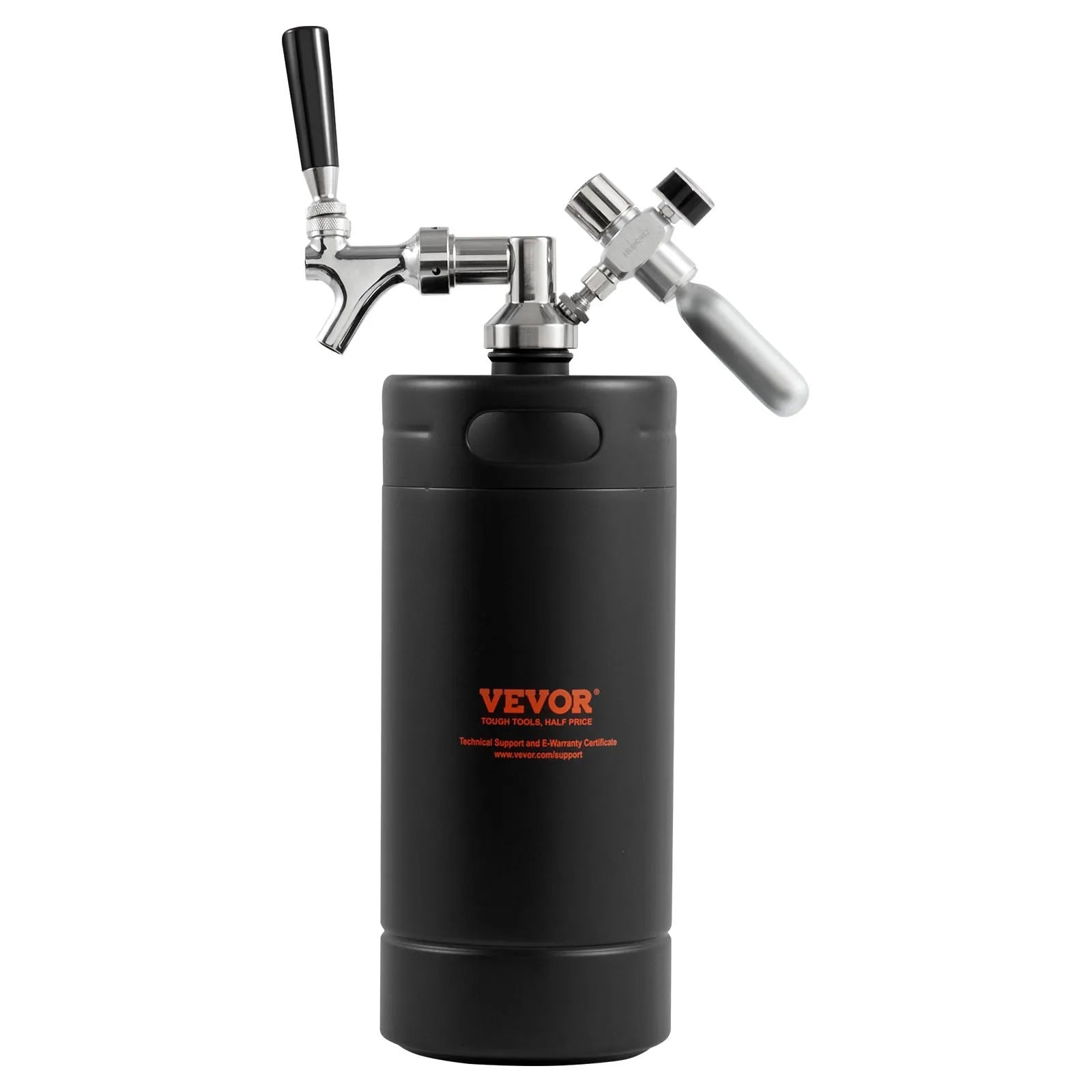 VEVOR Beer Growler Tap System, 128Oz 4L Mini Keg, 304 Stainless Steel Pressurized Beer Growler, Keg Growler with Pressure Display, CO2 Regulator Faucet, Leak-Proof Ring For Draft, Homebrew, Craft Beer