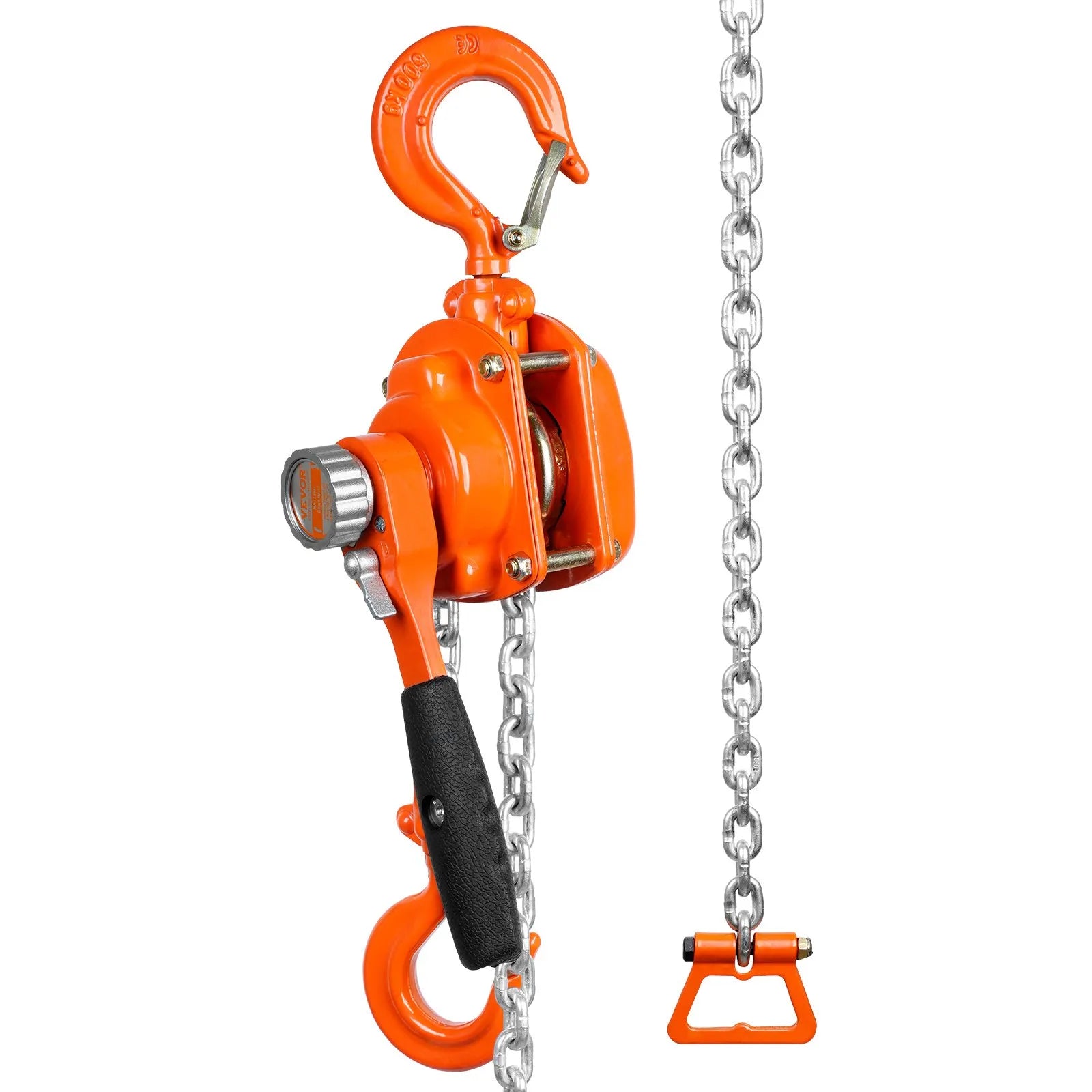 VEVOR Manual Lever Chain Hoist, 1/2 Ton 1100 lbs Capacity 10 FT Come Along, G80 Galvanized Carbon Steel with Weston Double-Pawl Brake, Auto Chain Leading & 360° Rotation Hook, for Garage Factory Dock