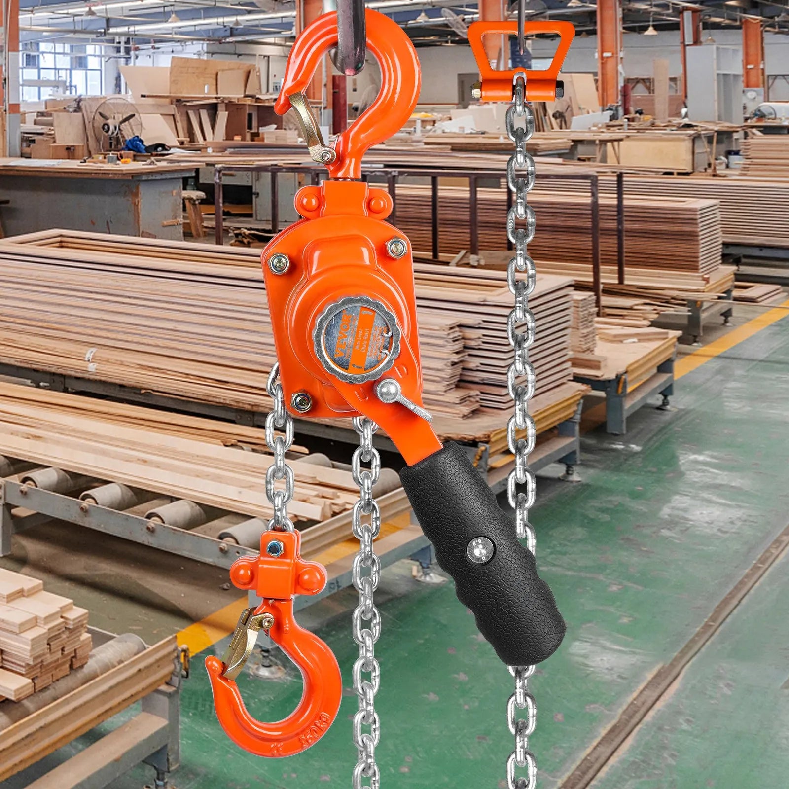 VEVOR Manual Lever Chain Hoist, 1/4 Ton 550 lbs Capacity 5 FT Come Along, G80 Galvanized Carbon Steel with Weston Double-Pawl Brake, Auto Chain Leading & 360° Rotation Hook, for Garage Factory Dock