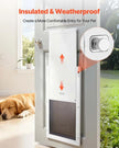 X-Large Metal Pet Door with Double Magnetic Flaps, Weatherproof Dog Door for Interior & Exterior Doors, White